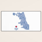 Chicago Neighborhood Map in Blue Desk Mat Gallery Image 3