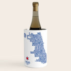 Chicago Neighborhood Map in Blue Wine Chiller Gallery Image 1
