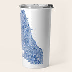Chicago Neighborhood Map in Blue Travel Mug Gallery Image 2