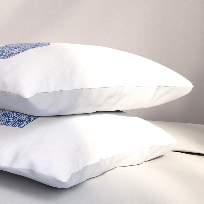 Chicago Neighborhood Map in Blue Pillow Sham Gallery Image 3