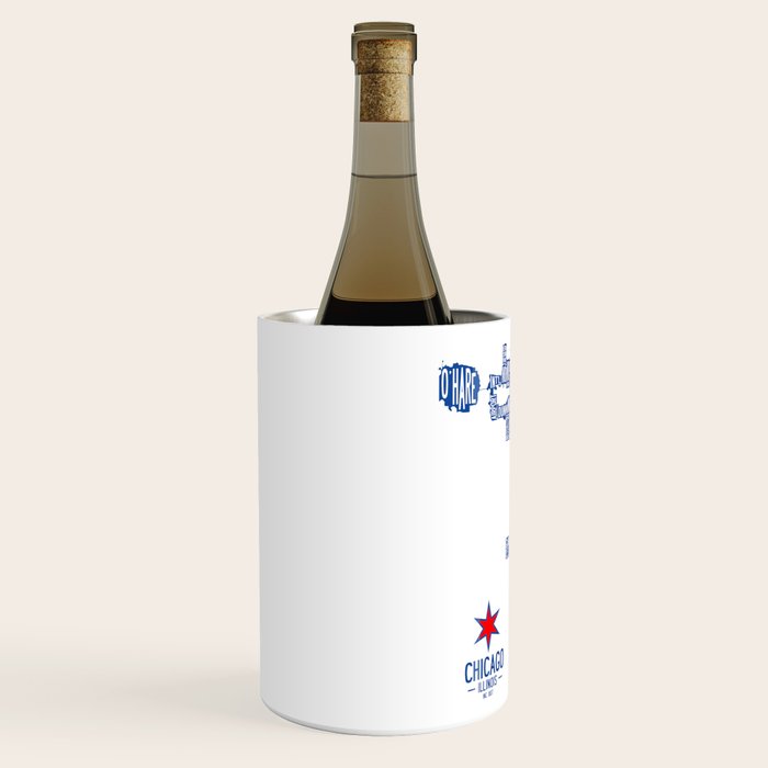 Chicago Neighborhood Map in Blue Wine Chiller Gallery Image 2