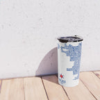Chicago Neighborhood Map in Blue Travel Mug Gallery Image 4