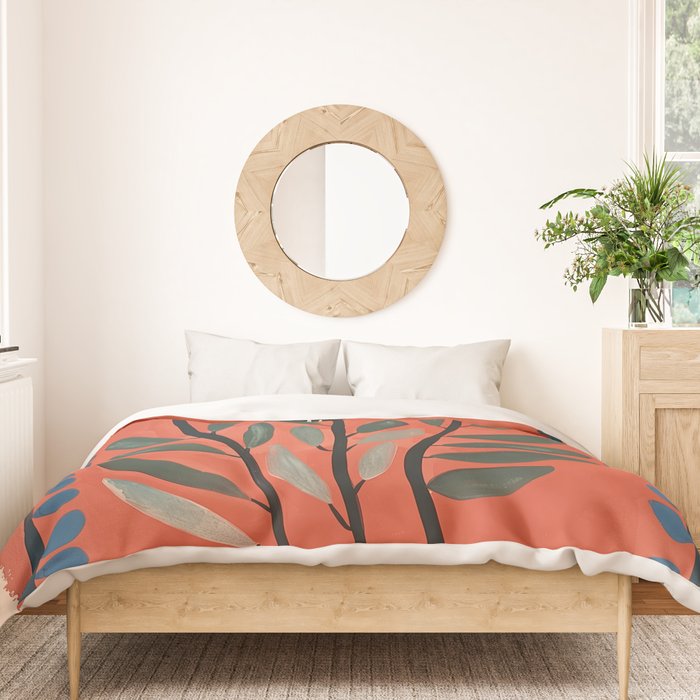 Terracotta Poppy Pod Folk Art Duvet Cover Gallery Image 3