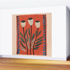 Terracotta Poppy Pod Folk Art Wall Mural Gallery Image 2