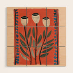 Terracotta Poppy Pod Folk Art Wood Wall Art Gallery Image 1