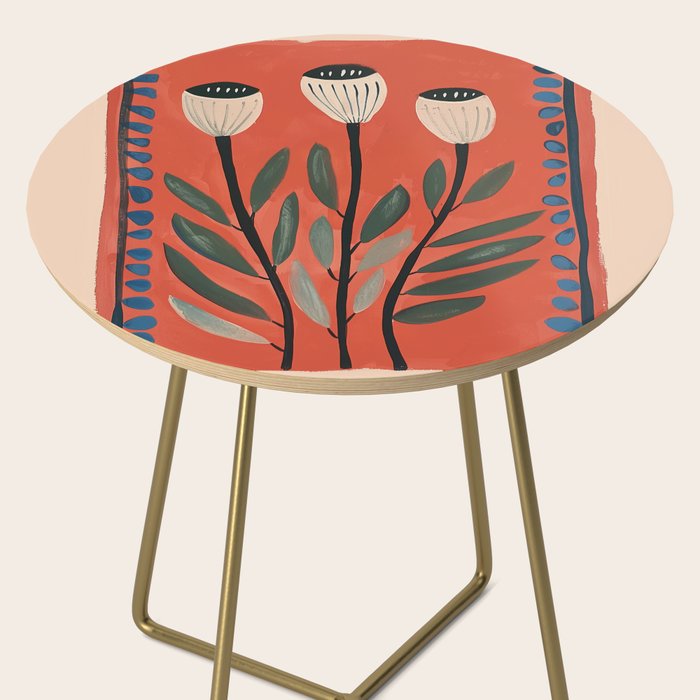 Terracotta Poppy Pod Folk Art Side Table Gallery Image 2