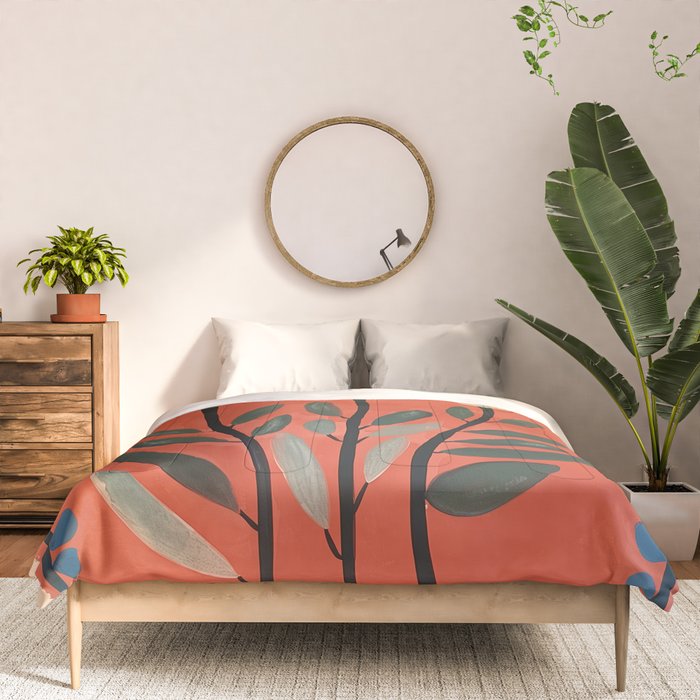 Terracotta Poppy Pod Folk Art Comforter Gallery Image 3