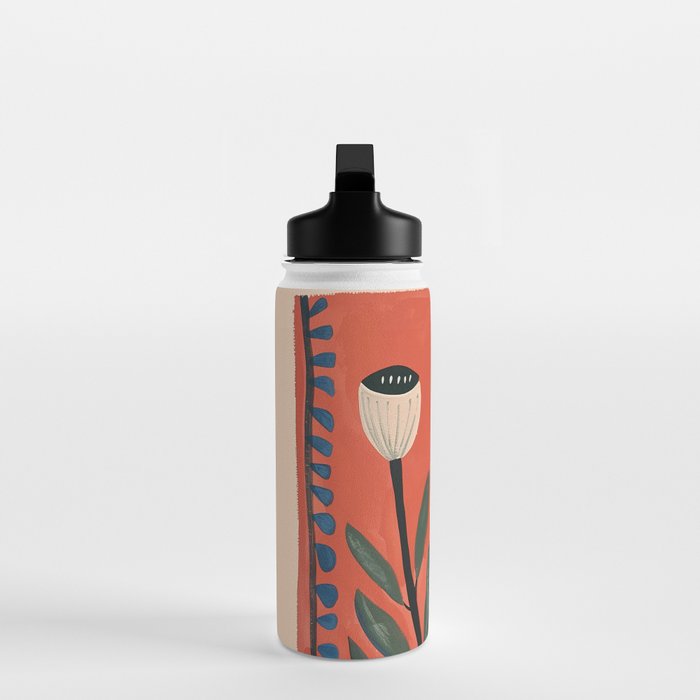 Terracotta Poppy Pod Folk Art Water Bottle Gallery Image 3