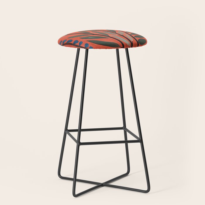 Terracotta Poppy Pod Folk Art Stool Gallery Image 1