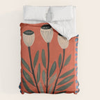 Terracotta Poppy Pod Folk Art Duvet Cover Gallery Image 6