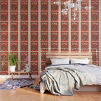 Terracotta Poppy Pod Folk Art Wallpaper Gallery Image 3