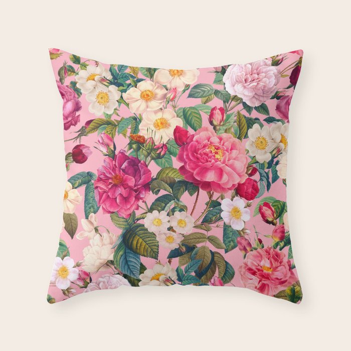 Rose Pink Garden II Throw Pillow Gallery Image 1