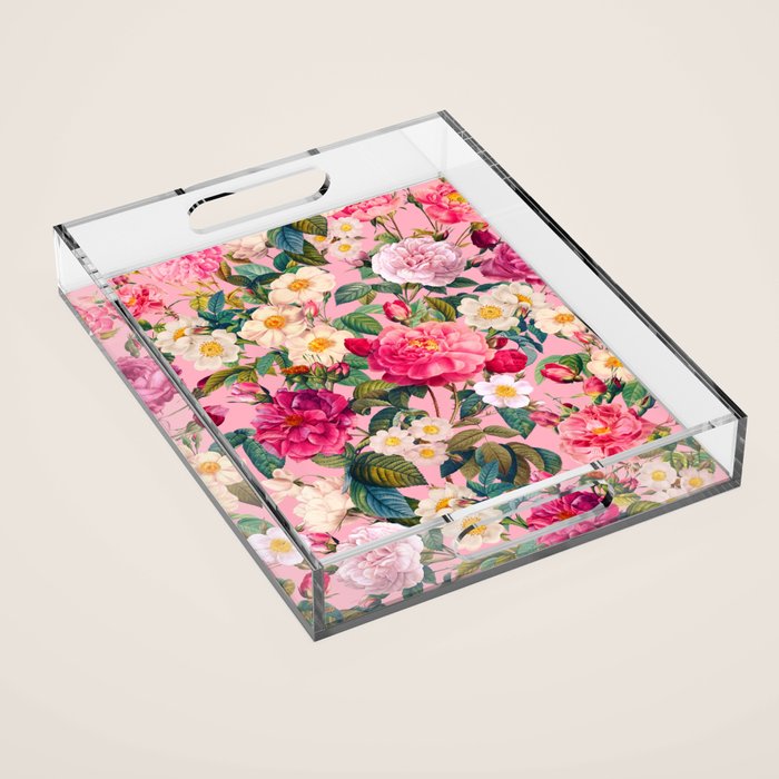 Rose Pink Garden II Acrylic Tray Gallery Image 1