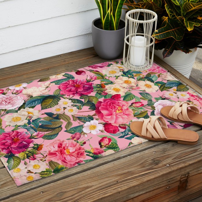 Rose Pink Garden II Outdoor Rug Gallery Image 2