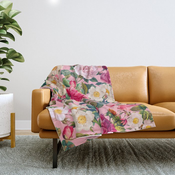 Rose Pink Garden II Throw Blanket Gallery Image 1