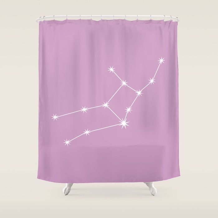 Virgo Zodiac Star Constellation Line Art Pastel Lilac Shower Curtain Gallery Image 1