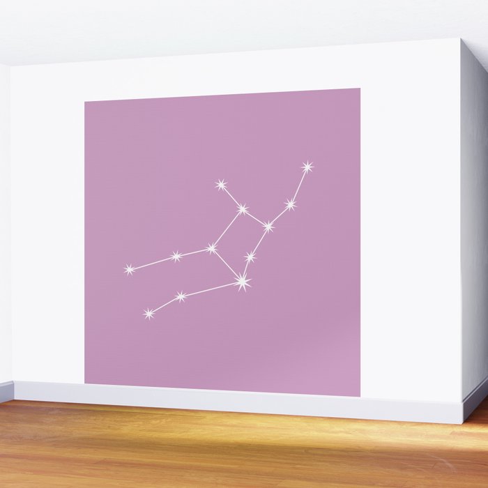 Virgo Zodiac Star Constellation Line Art Pastel Lilac Wall Mural Gallery Image 2