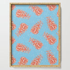 Dancing Pinecones in Light Blue & Red Serving Tray Gallery Image 1