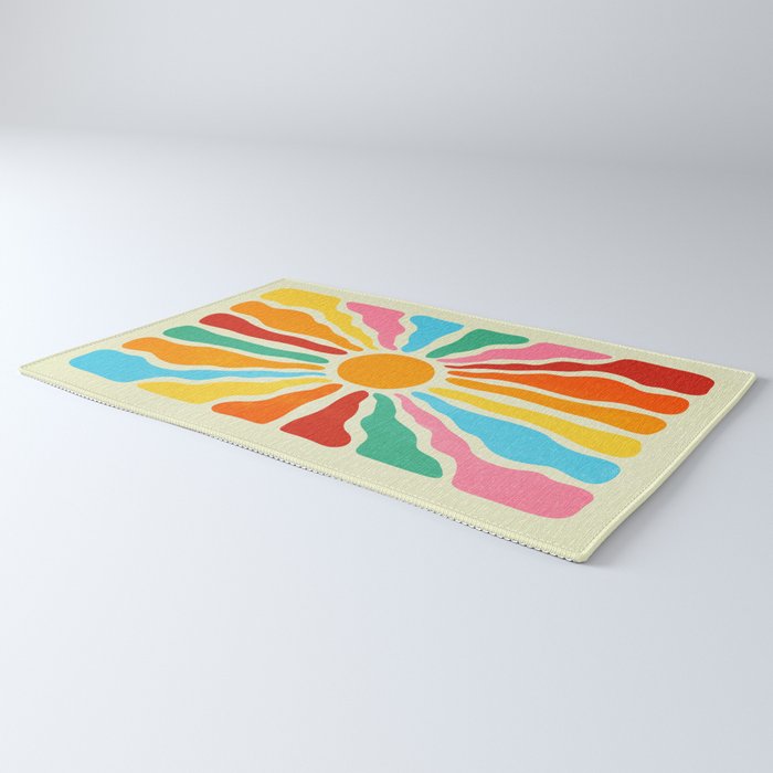 Retro Sun Waves: Rainbow Edition Rug Gallery Image 3