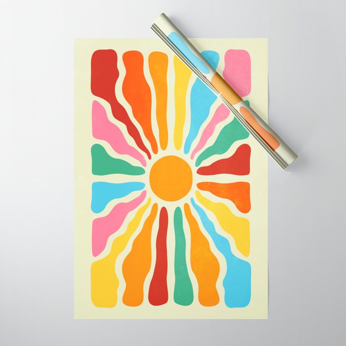 Retro Sun Waves: Rainbow Edition Wrapping Paper Gallery Image 1