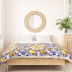 Summer,citrus,mosaic,lemon fruit,Mediterranean art Duvet Cover Gallery Image 3