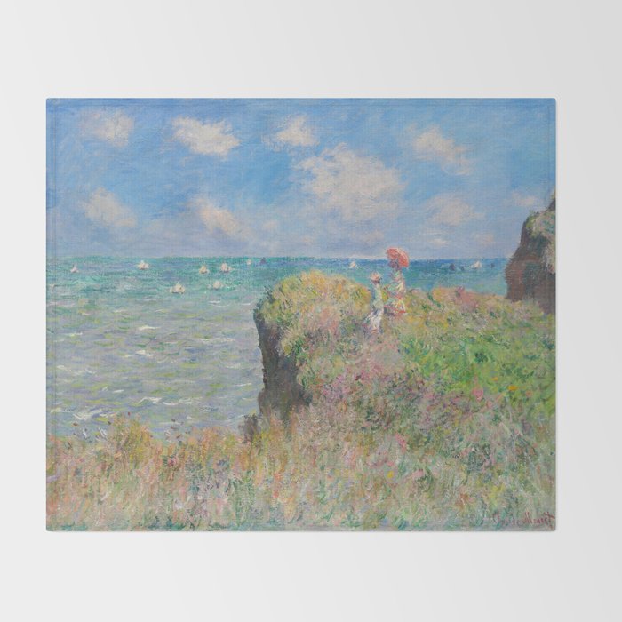 Claude Monet " Cliff Walk at Pourville" Throw Blanket Gallery Image 2