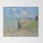 Claude Monet " Cliff Walk at Pourville" Throw Blanket Gallery Image 2