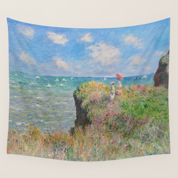 Claude Monet " Cliff Walk at Pourville" Wall Tapestry Gallery Image 4