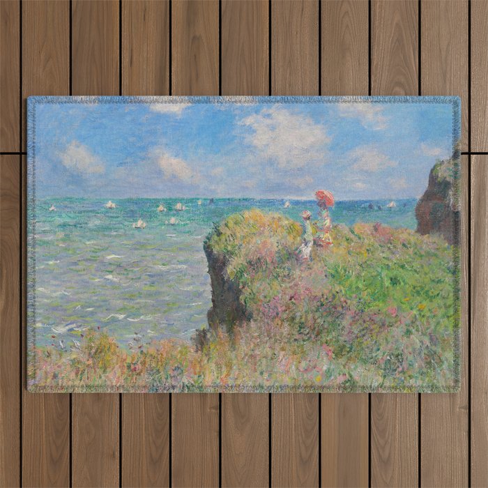 Claude Monet " Cliff Walk at Pourville" Outdoor Rug Gallery Image 1