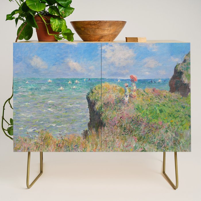 Claude Monet " Cliff Walk at Pourville" Credenza Gallery Image 1