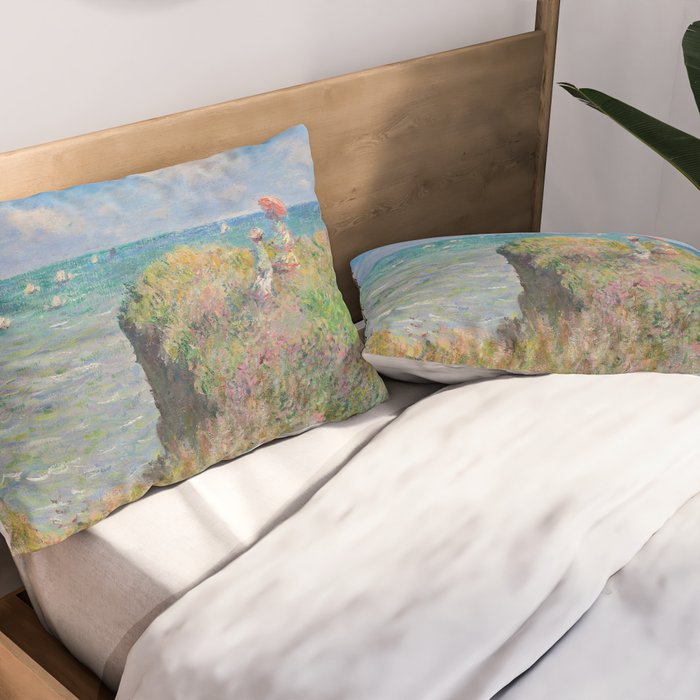 Claude Monet " Cliff Walk at Pourville" Pillow Sham Gallery Image 2