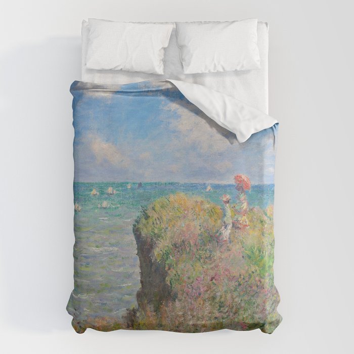 Claude Monet " Cliff Walk at Pourville" Duvet Cover Gallery Image 1