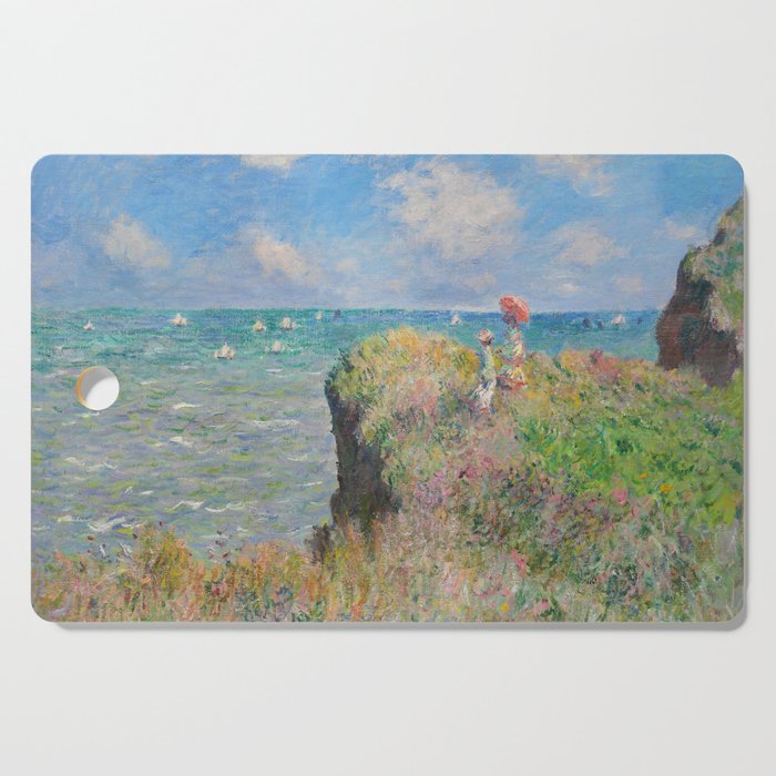 Claude Monet " Cliff Walk at Pourville" Cutting Board Gallery Image 1