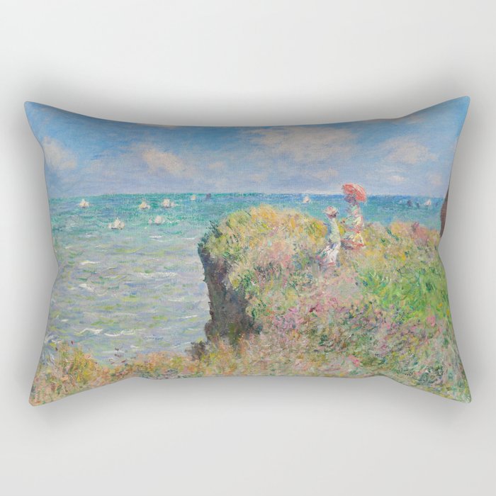 Claude Monet " Cliff Walk at Pourville" Rectangular Pillow Gallery Image 1