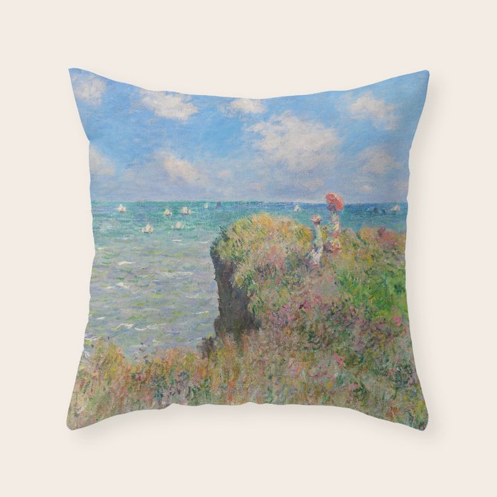 Claude Monet " Cliff Walk at Pourville" Throw Pillow Gallery Image 6