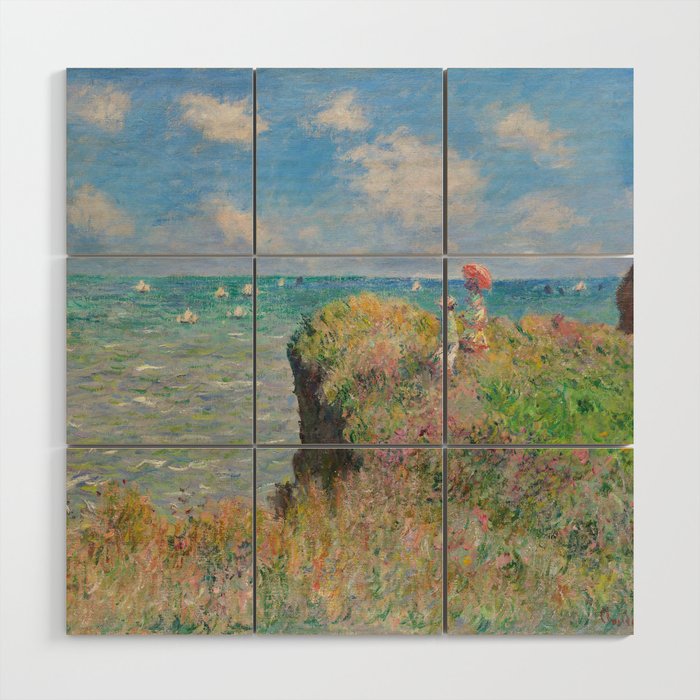 Claude Monet " Cliff Walk at Pourville" Wood Wall Art Gallery Image 1