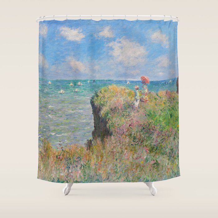Claude Monet " Cliff Walk at Pourville" Shower Curtain Gallery Image 1