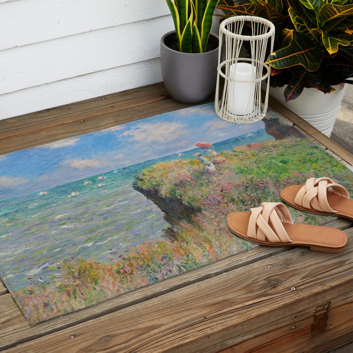Claude Monet " Cliff Walk at Pourville" Outdoor Rug Gallery Image 2