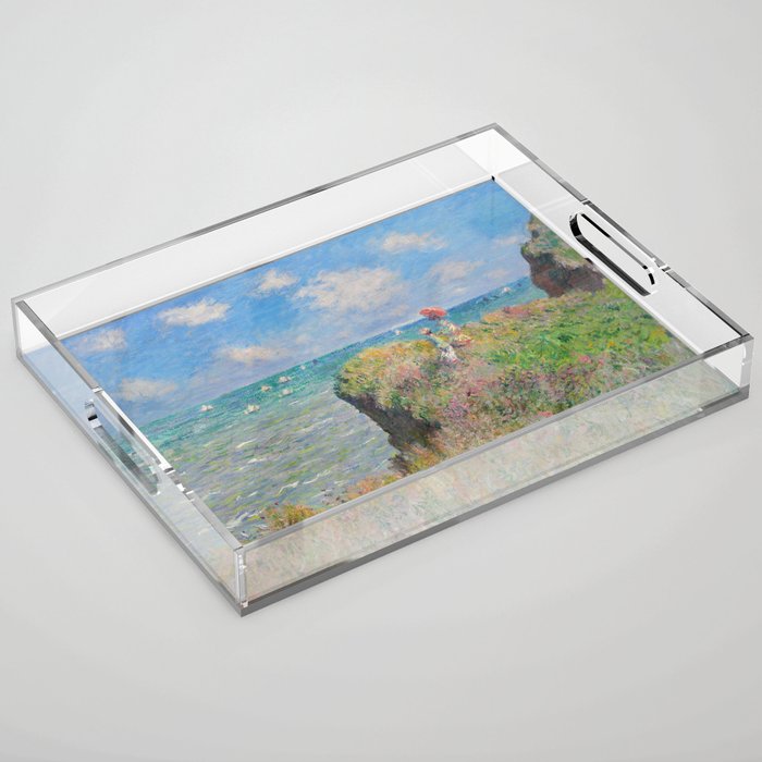 Claude Monet " Cliff Walk at Pourville" Acrylic Tray Gallery Image 1