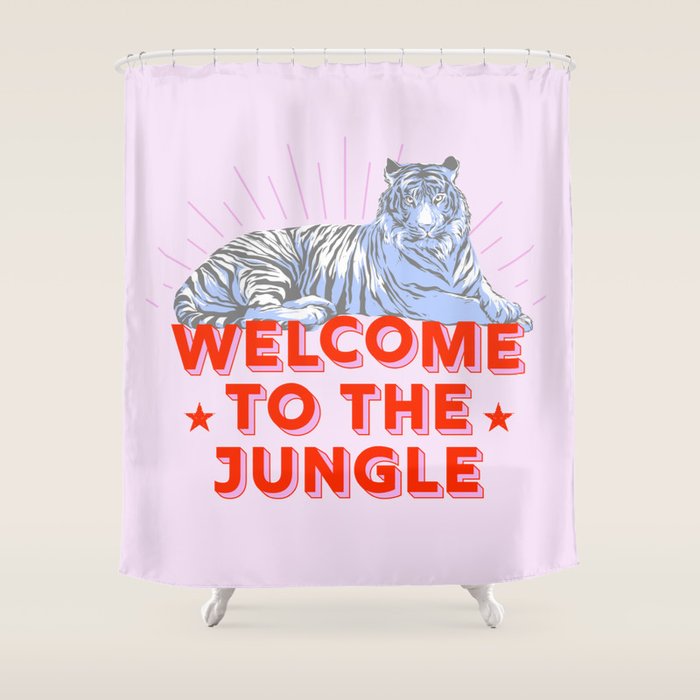 welcome to the jungle - retro tiger Shower Curtain Gallery Image 1