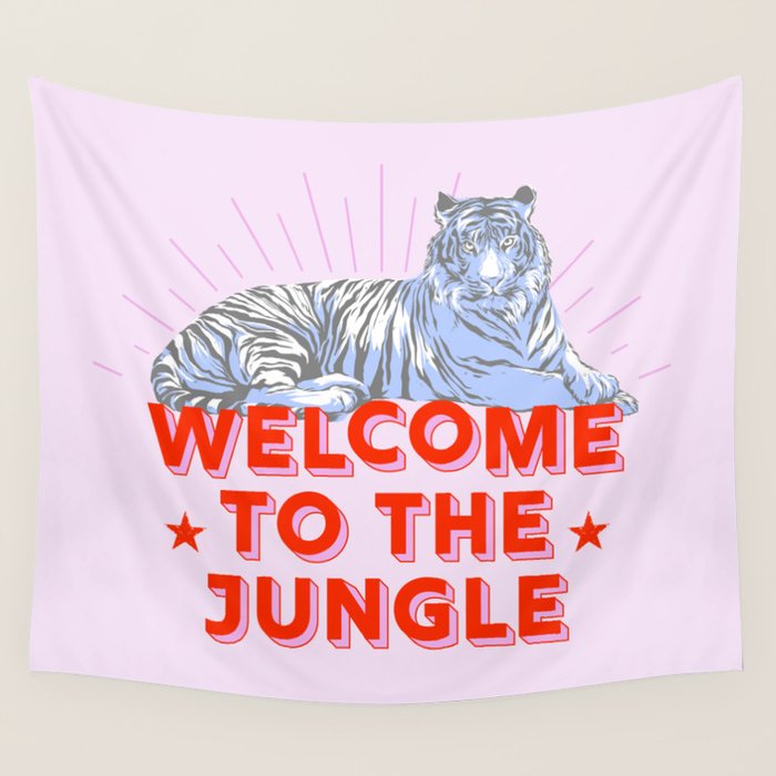 welcome to the jungle - retro tiger Wall Tapestry Gallery Image 4