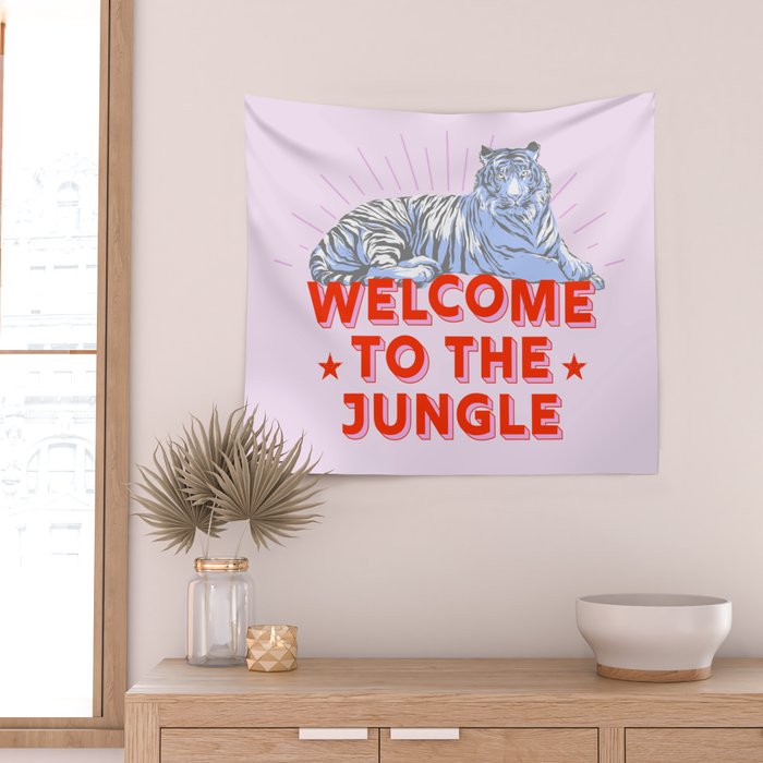 welcome to the jungle - retro tiger Wall Tapestry Gallery Image 2