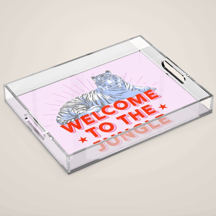 welcome to the jungle - retro tiger Acrylic Tray Gallery Image 1