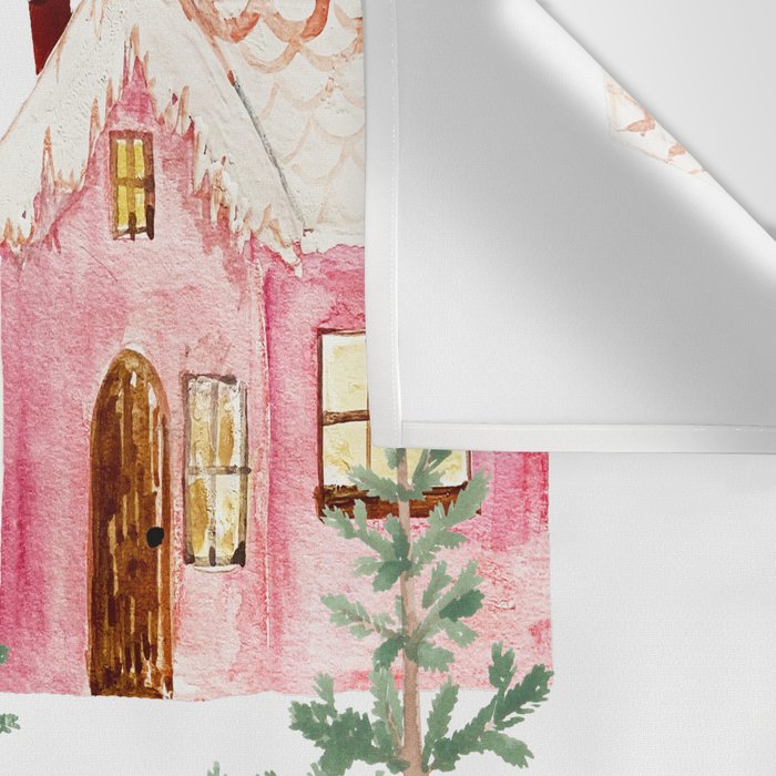 Colorful Winter Cottages Wall Tapestry Gallery Image 3