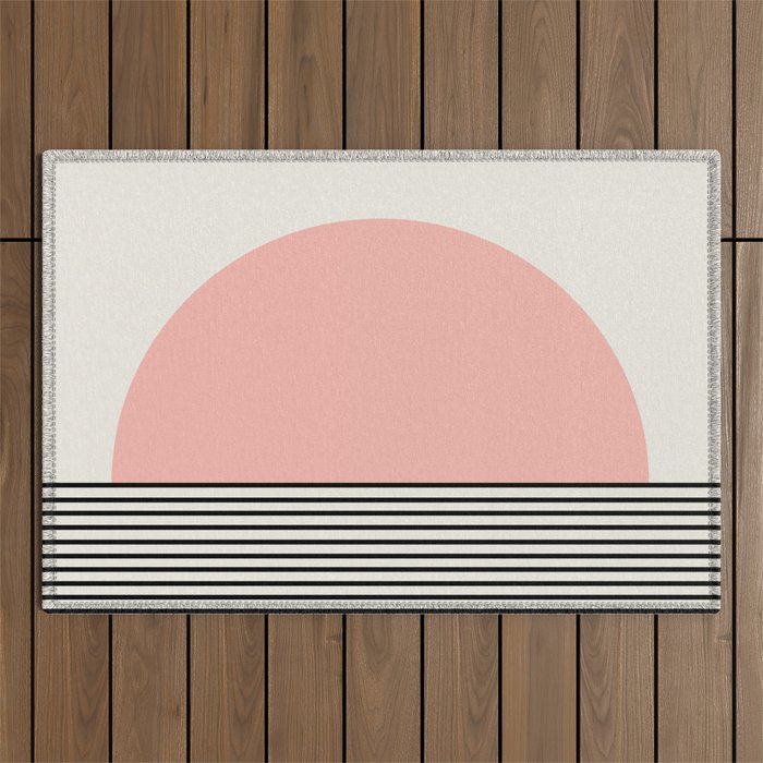 Sunrise Sunset II - Pink Black Outdoor Rug Gallery Image 1