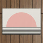 Sunrise Sunset II - Pink Black Outdoor Rug Gallery Image 1
