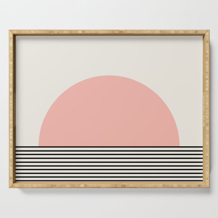 Sunrise Sunset II - Pink Black Serving Tray Gallery Image 1