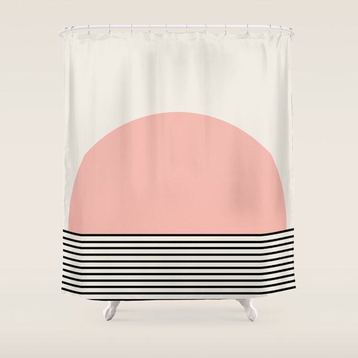 Sunrise Sunset II - Pink Black Shower Curtain Gallery Image 1