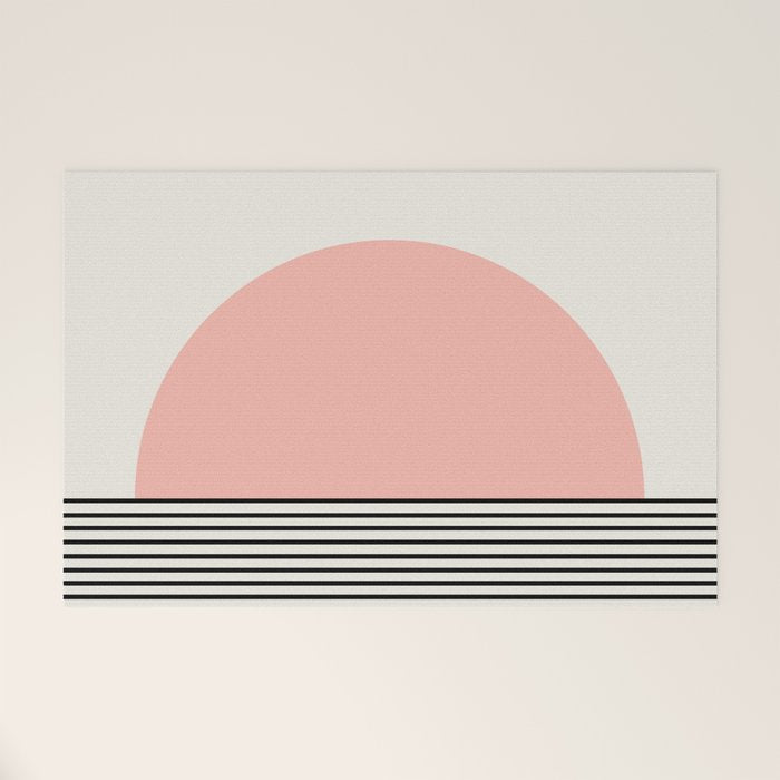 Sunrise Sunset II - Pink Black Welcome Mat Gallery Image 1