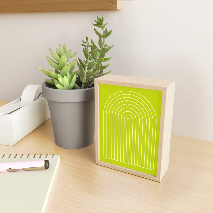 Minimal Arch XXIII Lime Green Modern Geometric Lines Mini Art Print Gallery Image 2